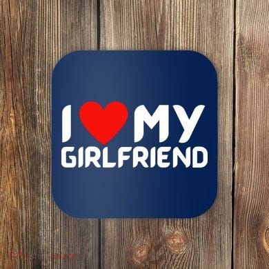 I Love My GF Girlfriend Heart Coaster