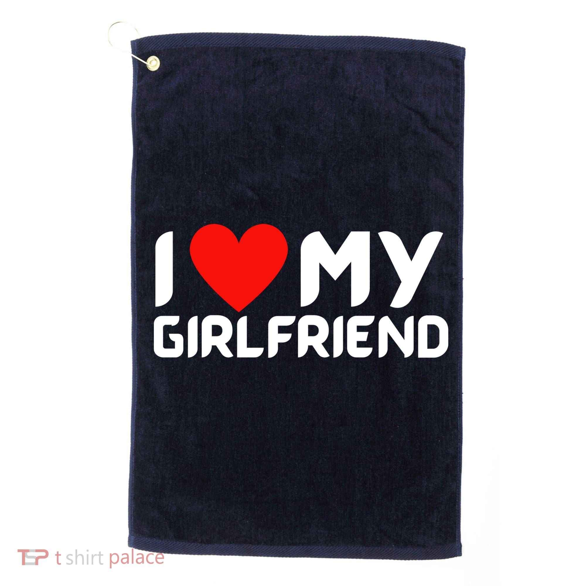 I Love My GF Girlfriend Heart Golf Towel