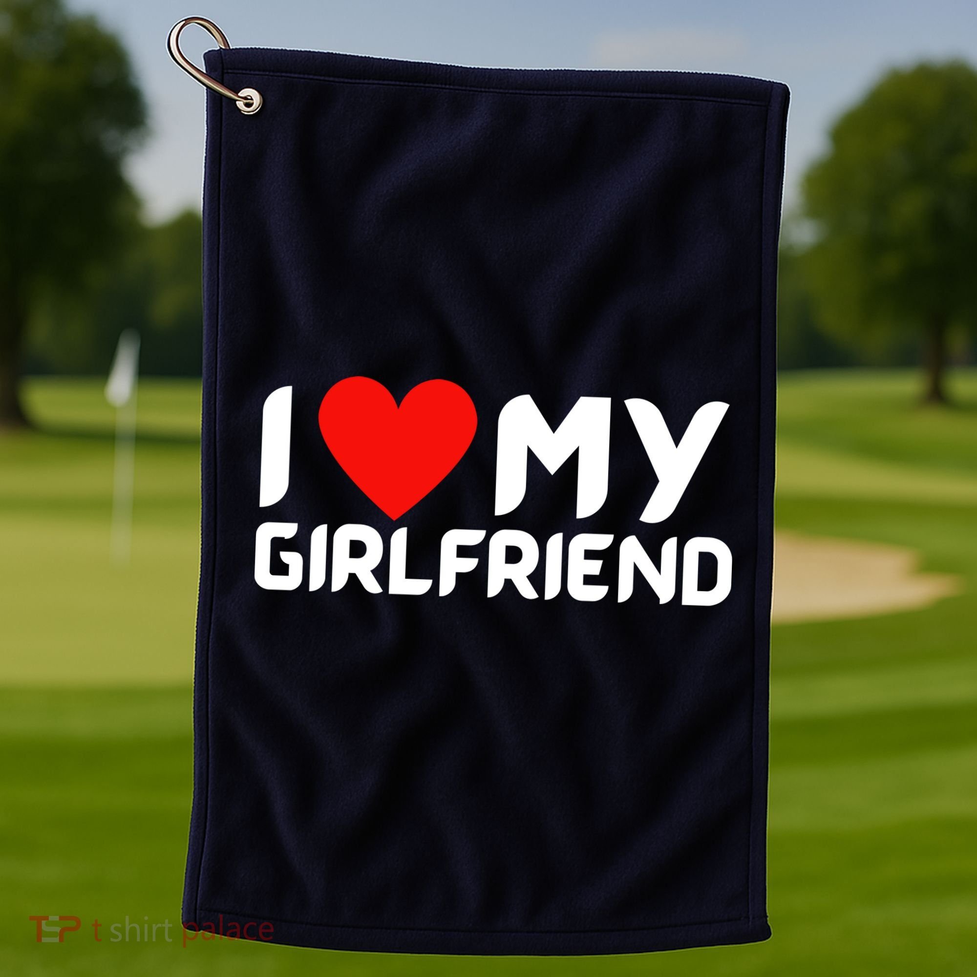 I Love My GF Girlfriend Heart Golf Towel