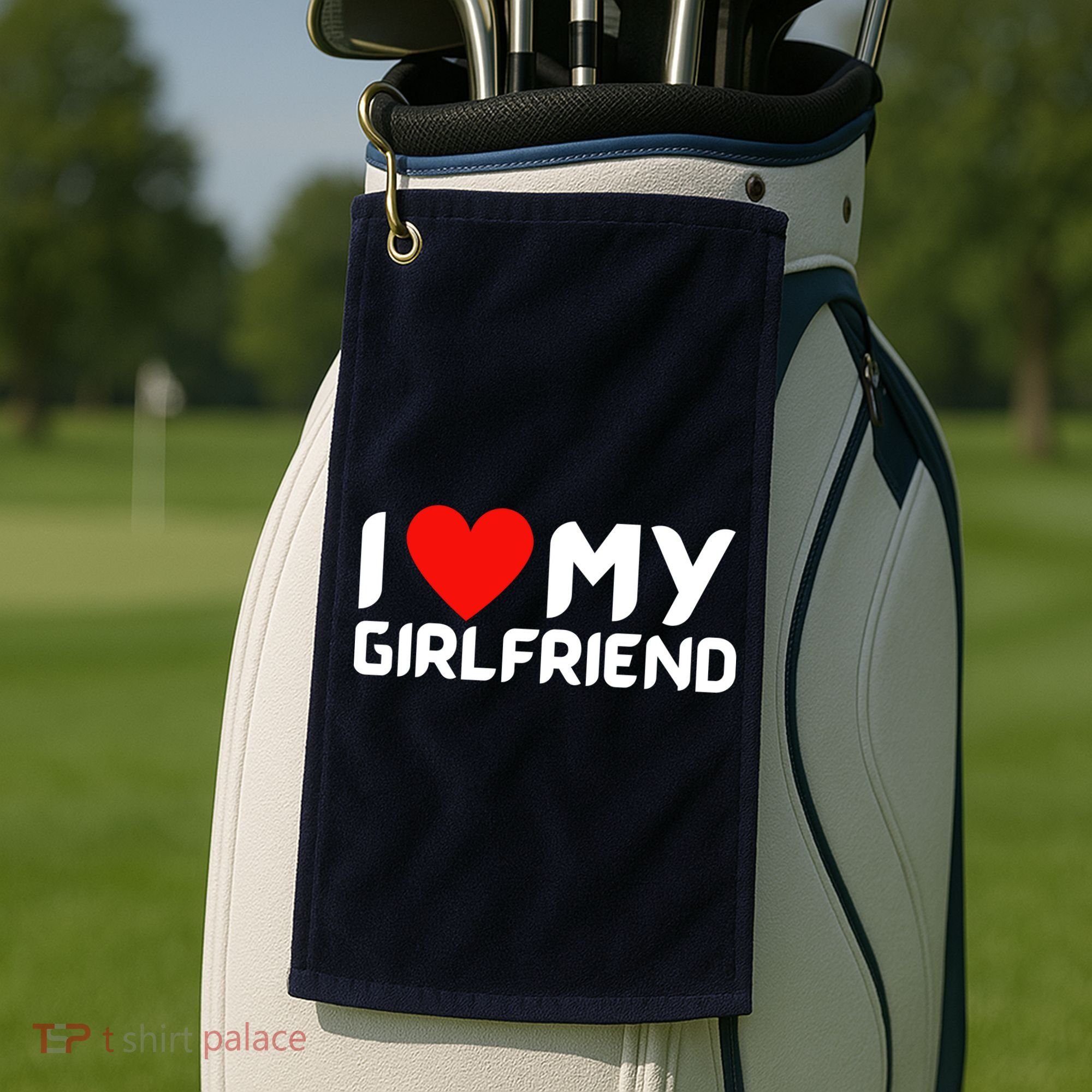 I Love My GF Girlfriend Heart Golf Towel