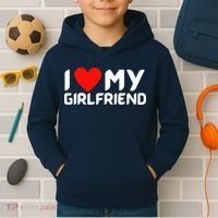 I Love My GF Girlfriend Heart Kids Hoodie thumb 2