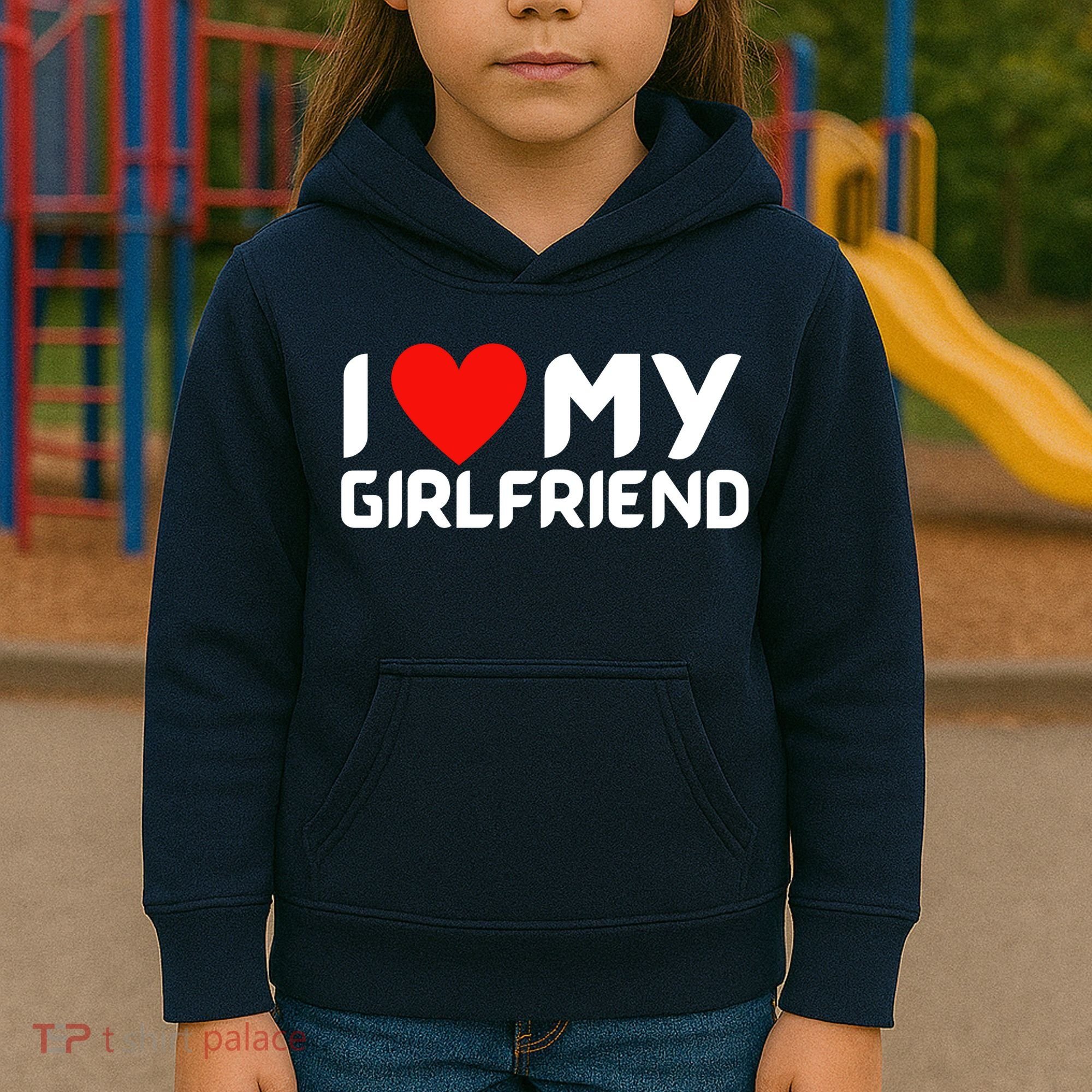 I Love My GF Girlfriend Heart Kids Hoodie