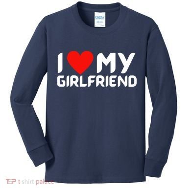 I Love My GF Girlfriend Heart Kids Long Sleeve Shirt
