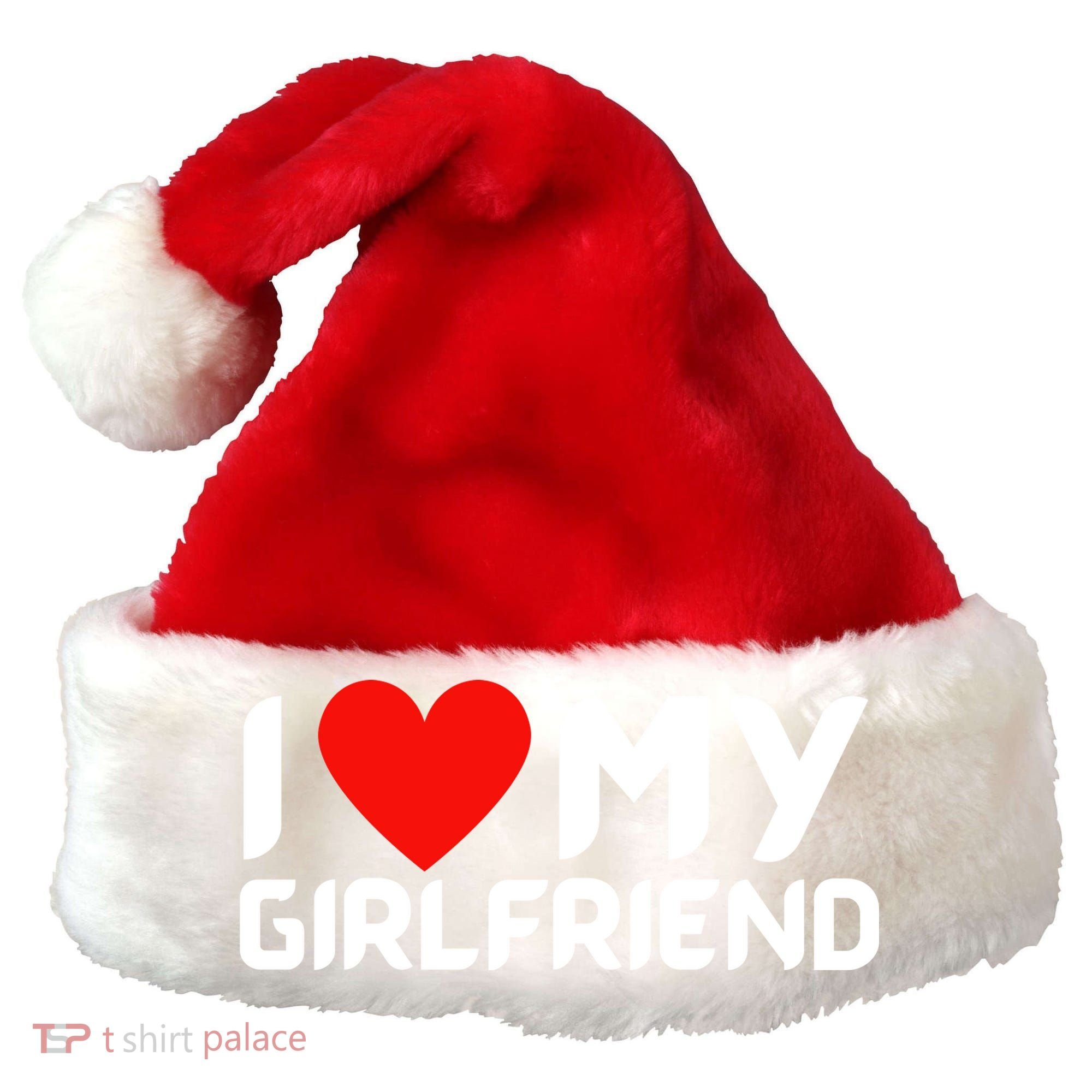 I Love My GF Girlfriend Heart Santa Hat