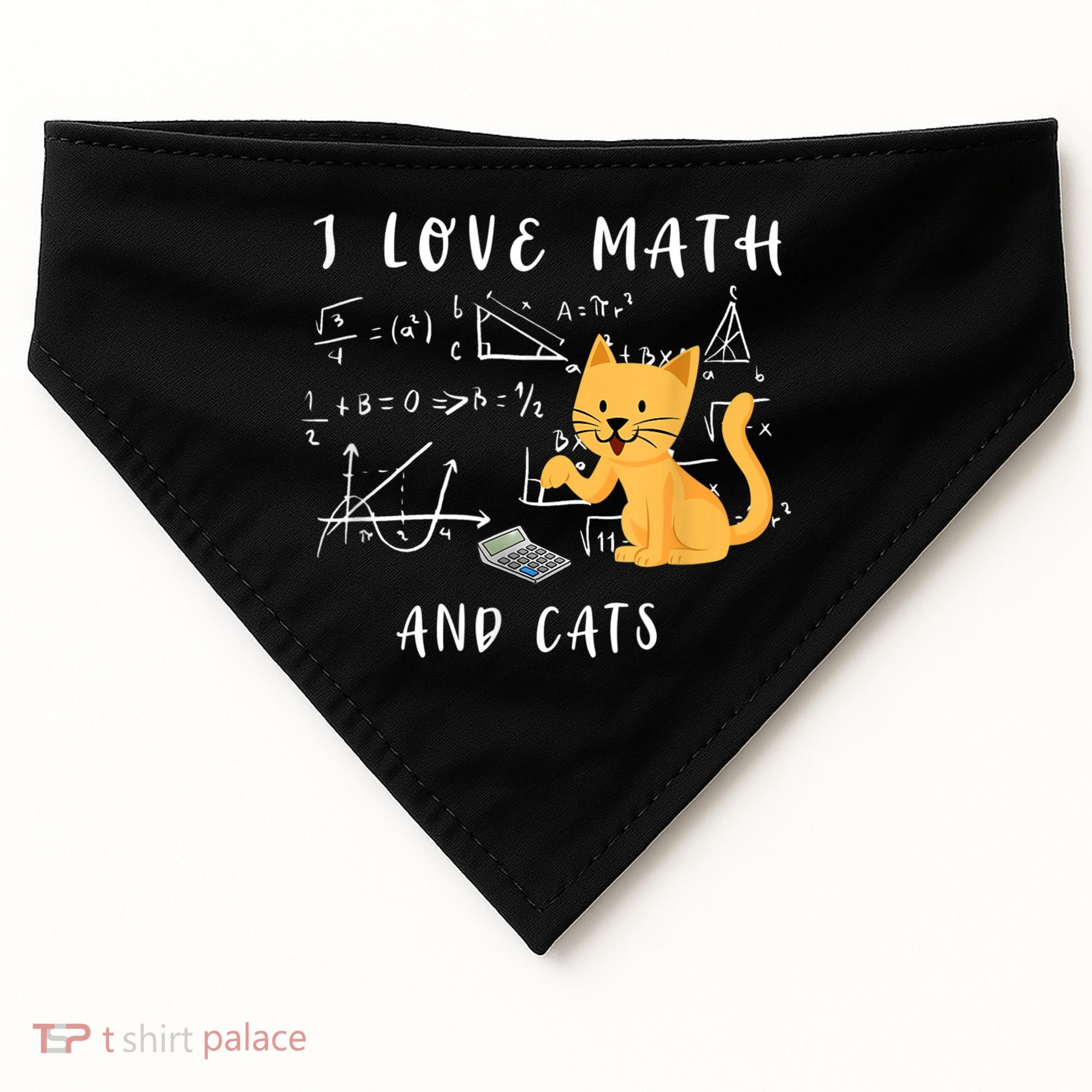 I Love Math And Cats Math Student Mathematician Math Teacher USA-Made Doggie Bandana