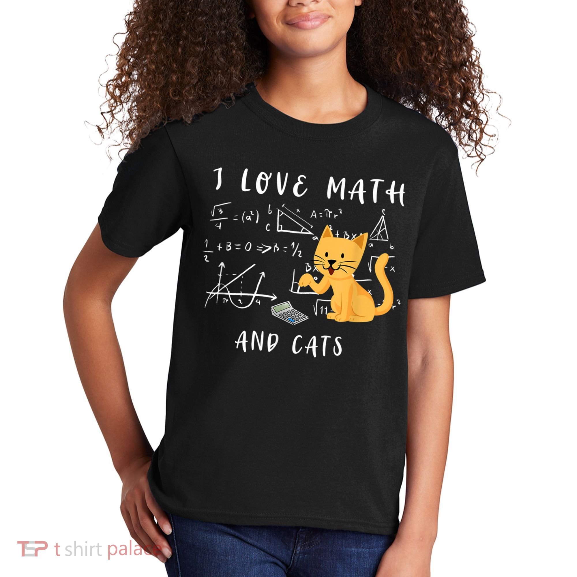 I Love Math And Cats Math Student Mathematician Math Teacher Kids T-Shirt