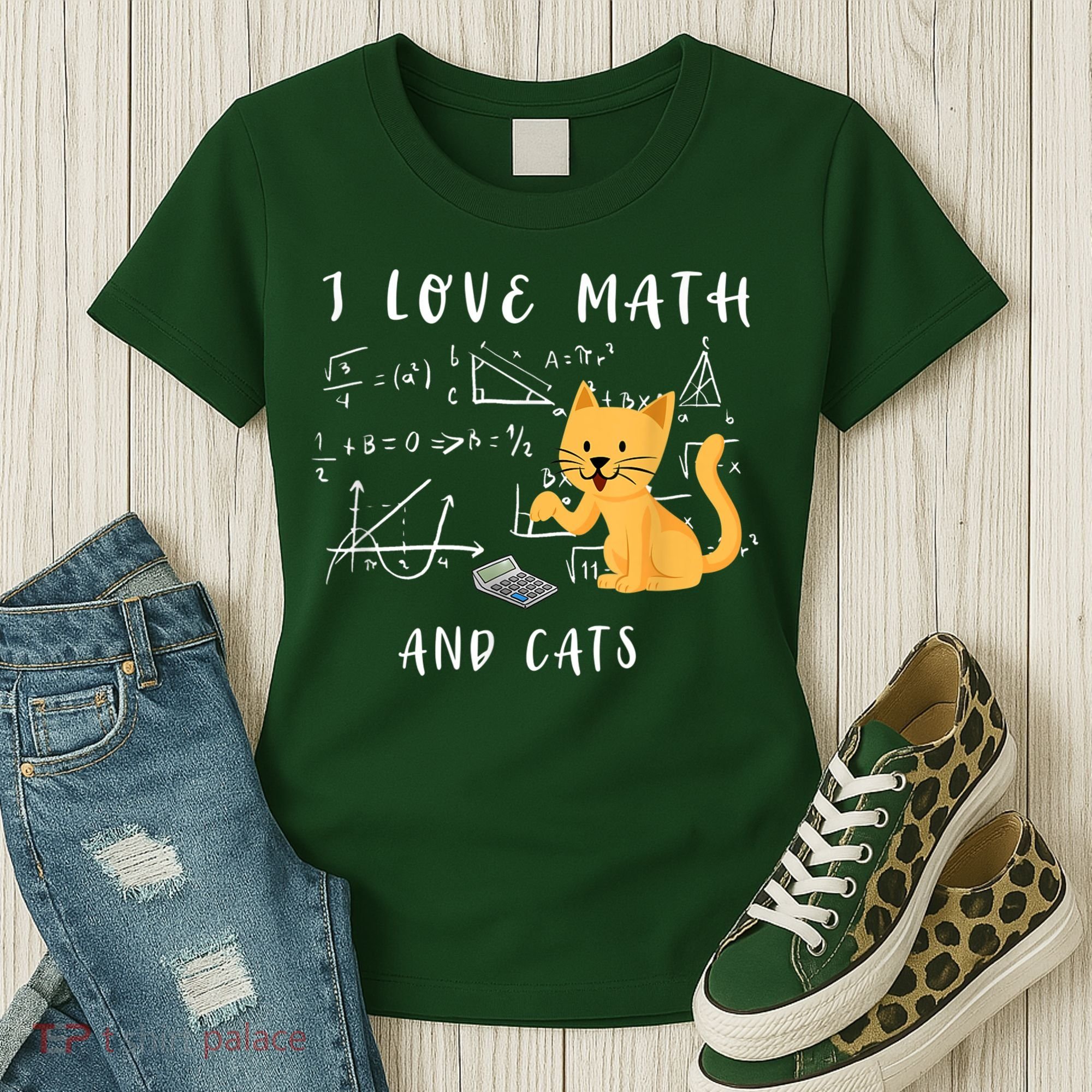 I Love Math And Cats Math Student Mathematician Math Teacher Women's T-Shirt