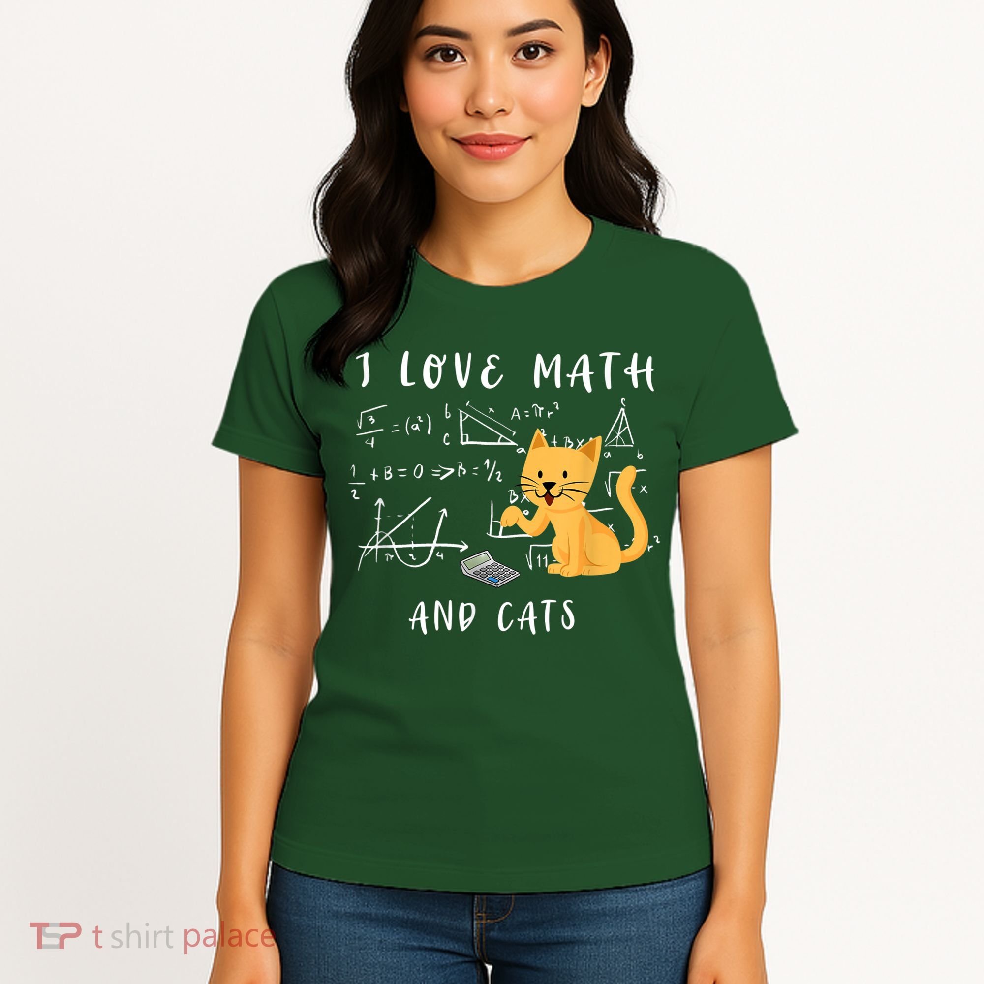 I Love Math And Cats Math Student Mathematician Math Teacher Women's T-Shirt