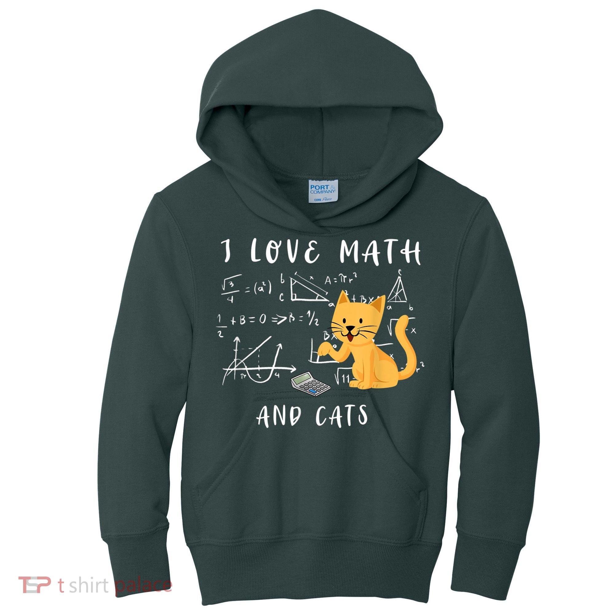I Love Math And Cats Math Student Mathematician Math Teacher Kids Hoodie
