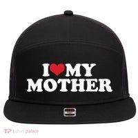 I Love My Mother 7 Panel Mesh Trucker Snapback Hat thumb 0