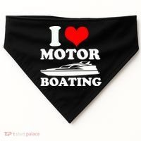 I Love Motor Boating Funny Boater USA-Made Doggie Bandana thumb 0