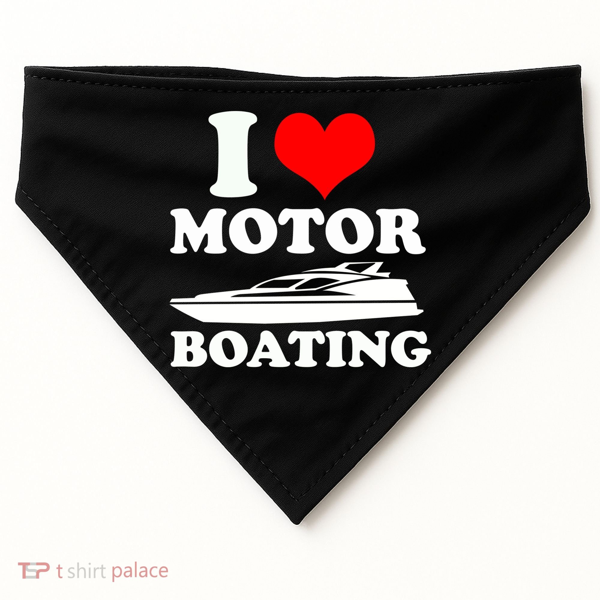 I Love Motor Boating Funny Boater USA-Made Doggie Bandana