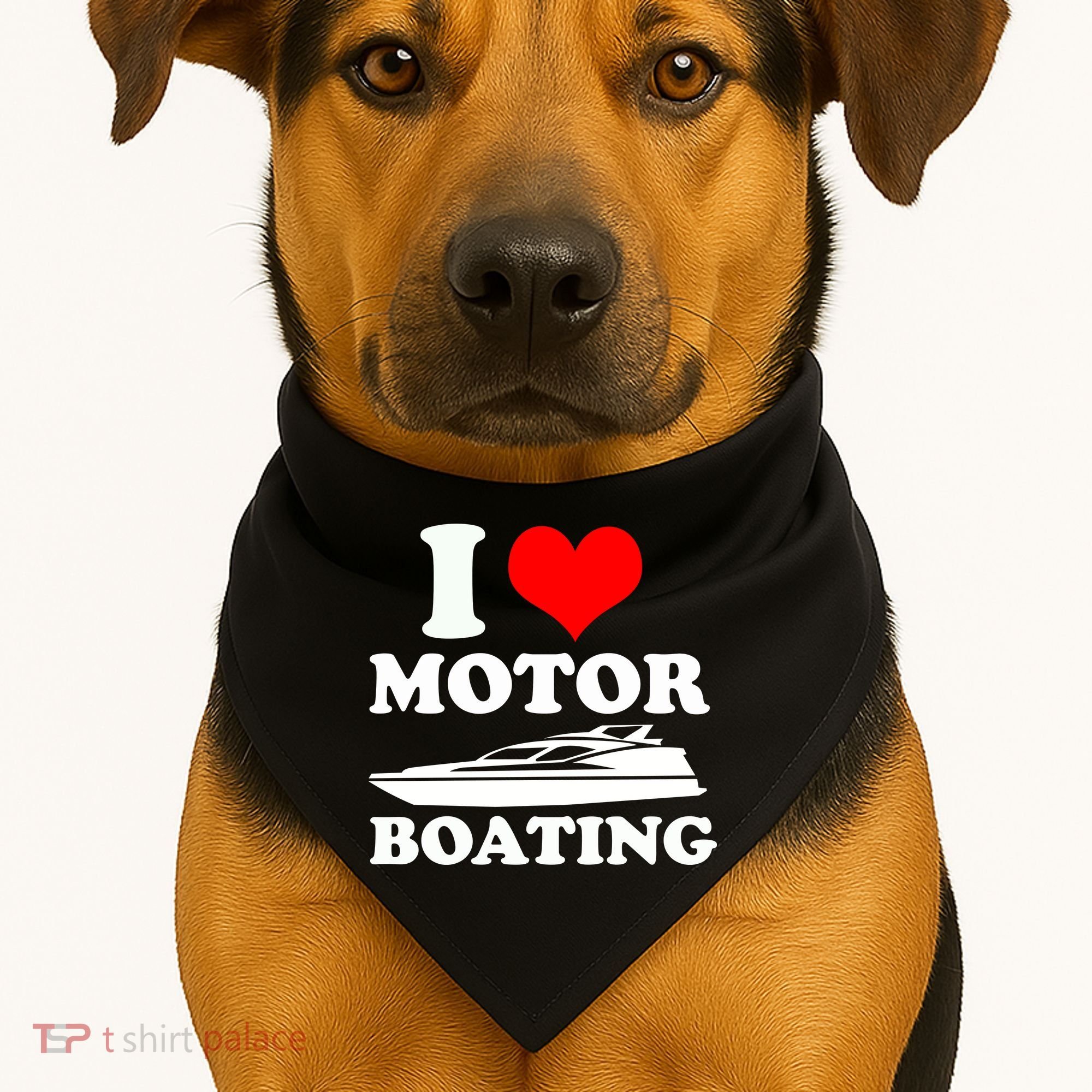 I Love Motor Boating Funny Boater USA-Made Doggie Bandana
