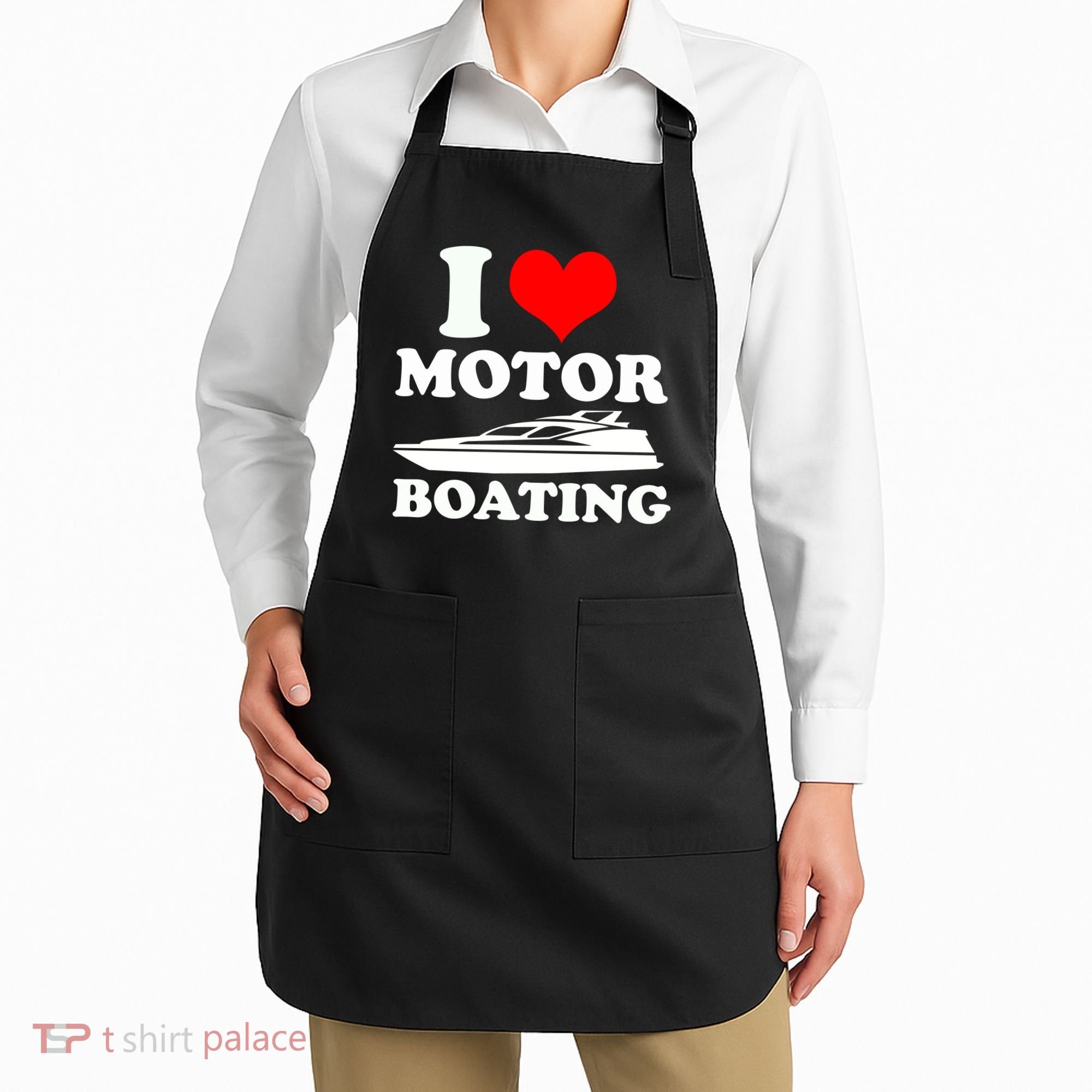 I Love Motor Boating Funny Boater Apron