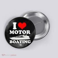 I Love Motor Boating Funny Boater Button thumb 0