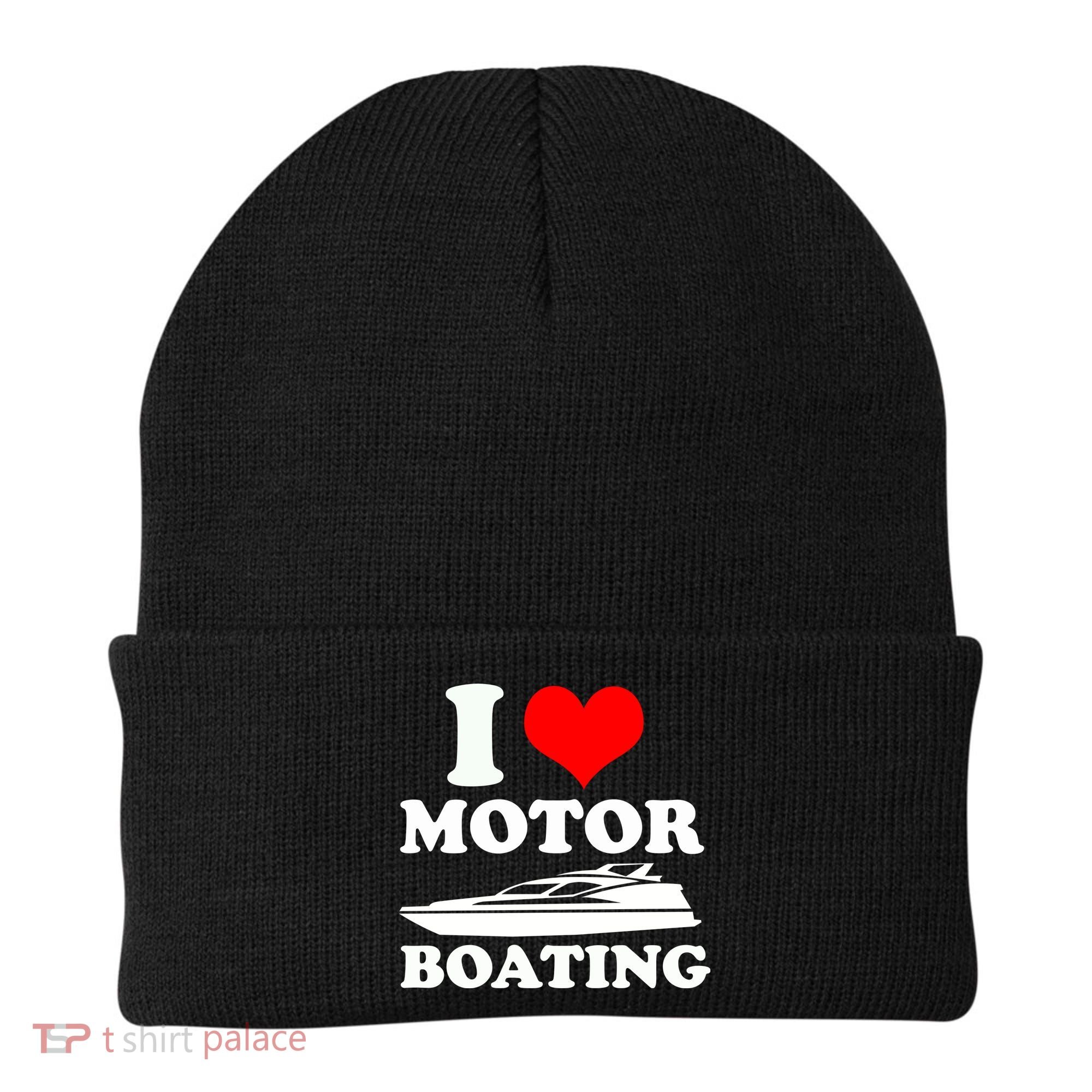 I Love Motor Boating Funny Boater Beanie