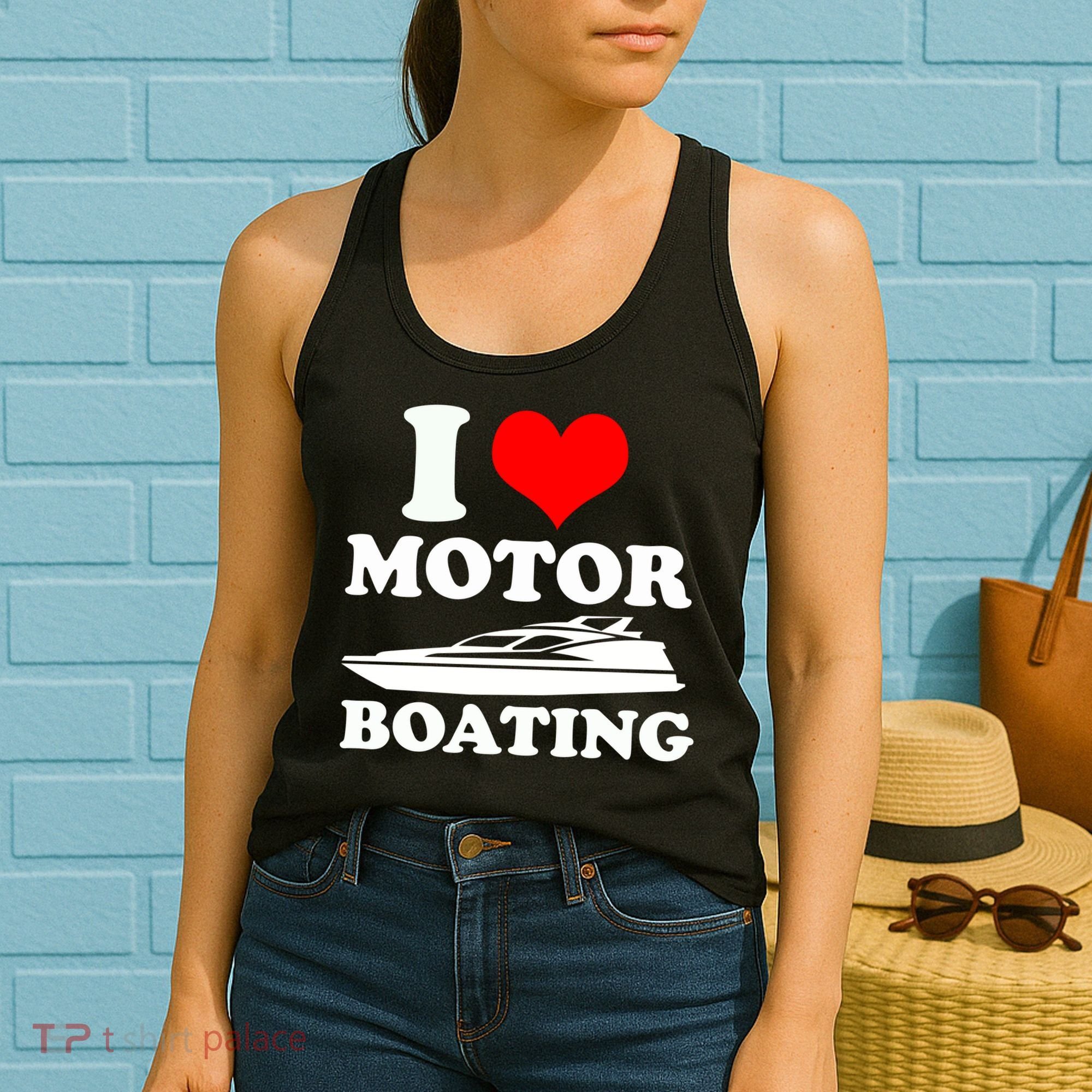 I Love Motor Boating Funny Boater Women's Tank Top