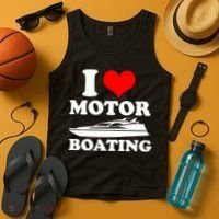 I Love Motor Boating Funny Boater Tank Top thumb 4