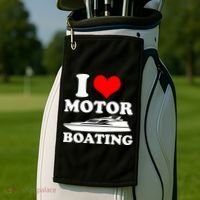 I Love Motor Boating Funny Boater Golf Towel thumb 2