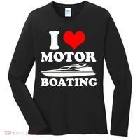 I Love Motor Boating Funny Boater Women's Long Sleeve Shirt thumb 0