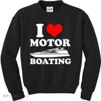 I Love Motor Boating Funny Boater Kids Sweatshirt thumb 0