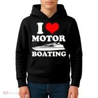 I Love Motor Boating Funny Boater Kids Hoodie thumb 4