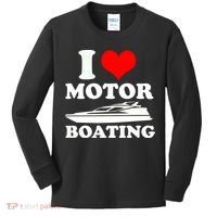 I Love Motor Boating Funny Boater Kids Long Sleeve Shirt thumb 0