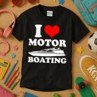 I Love Motor Boating Funny Boater Kids T-Shirt thumb 3