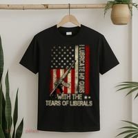 I Lubricate My Guns With The Tears Of Liberals US Flag T-Shirt thumb 2