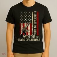 I Lubricate My Guns With The Tears Of Liberals US Flag T-Shirt thumb 3