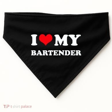 I Love My Bartender, I Heart My Bartender USA-Made Doggie Bandana