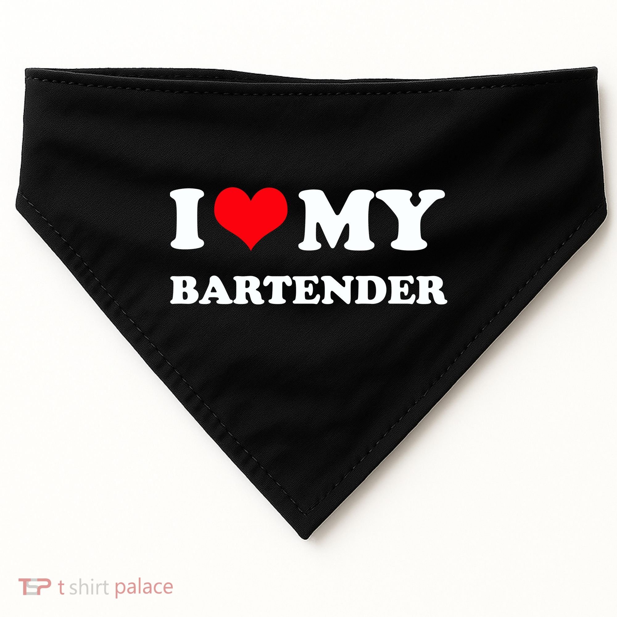 I Love My Bartender, I Heart My Bartender USA-Made Doggie Bandana