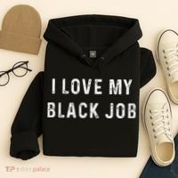 I Love My Black Job Heart Distressed Hoodie thumb 4