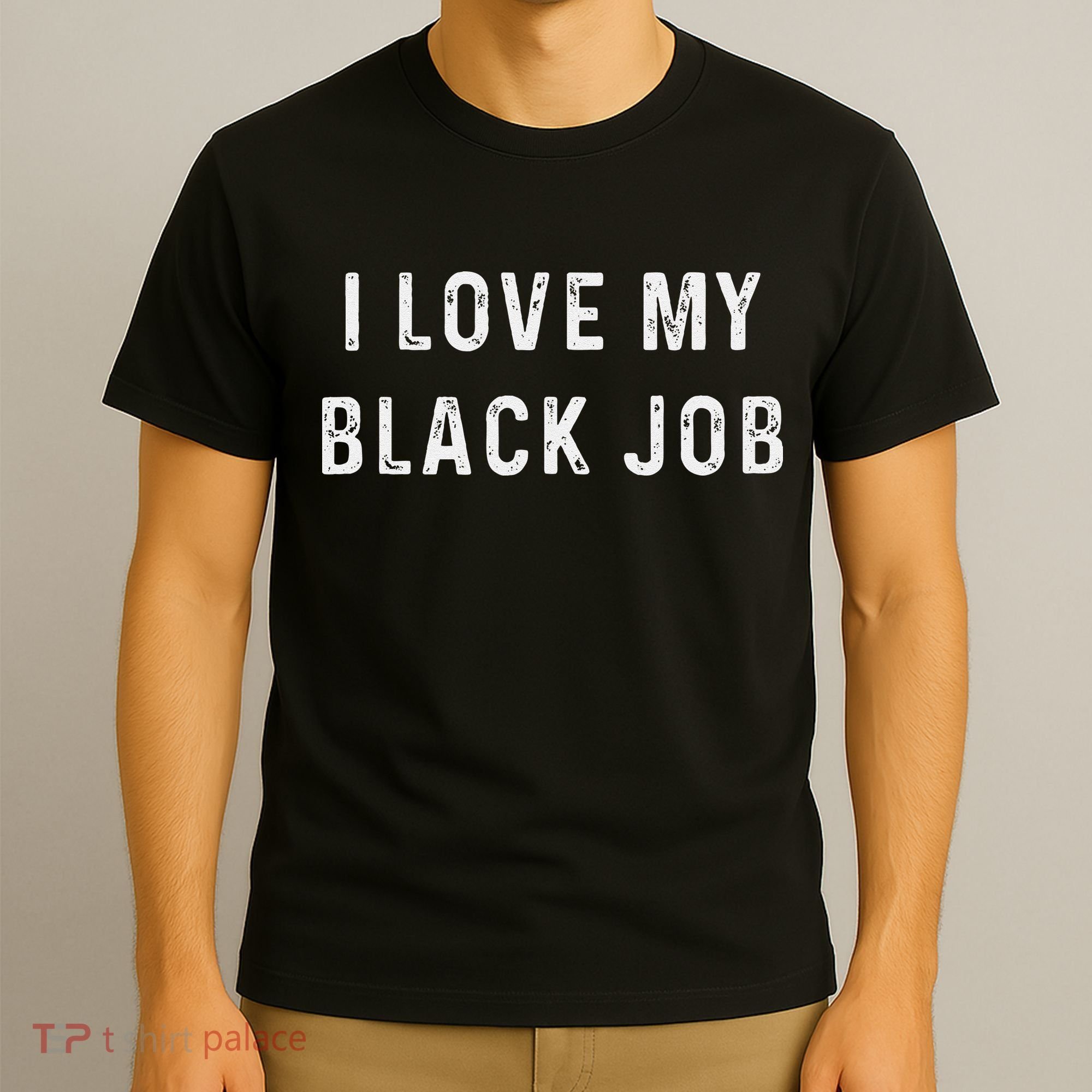 I Love My Black Job Heart Distressed T-Shirt