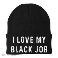 I Love My Black Job Heart Distressed Beanie thumb 0