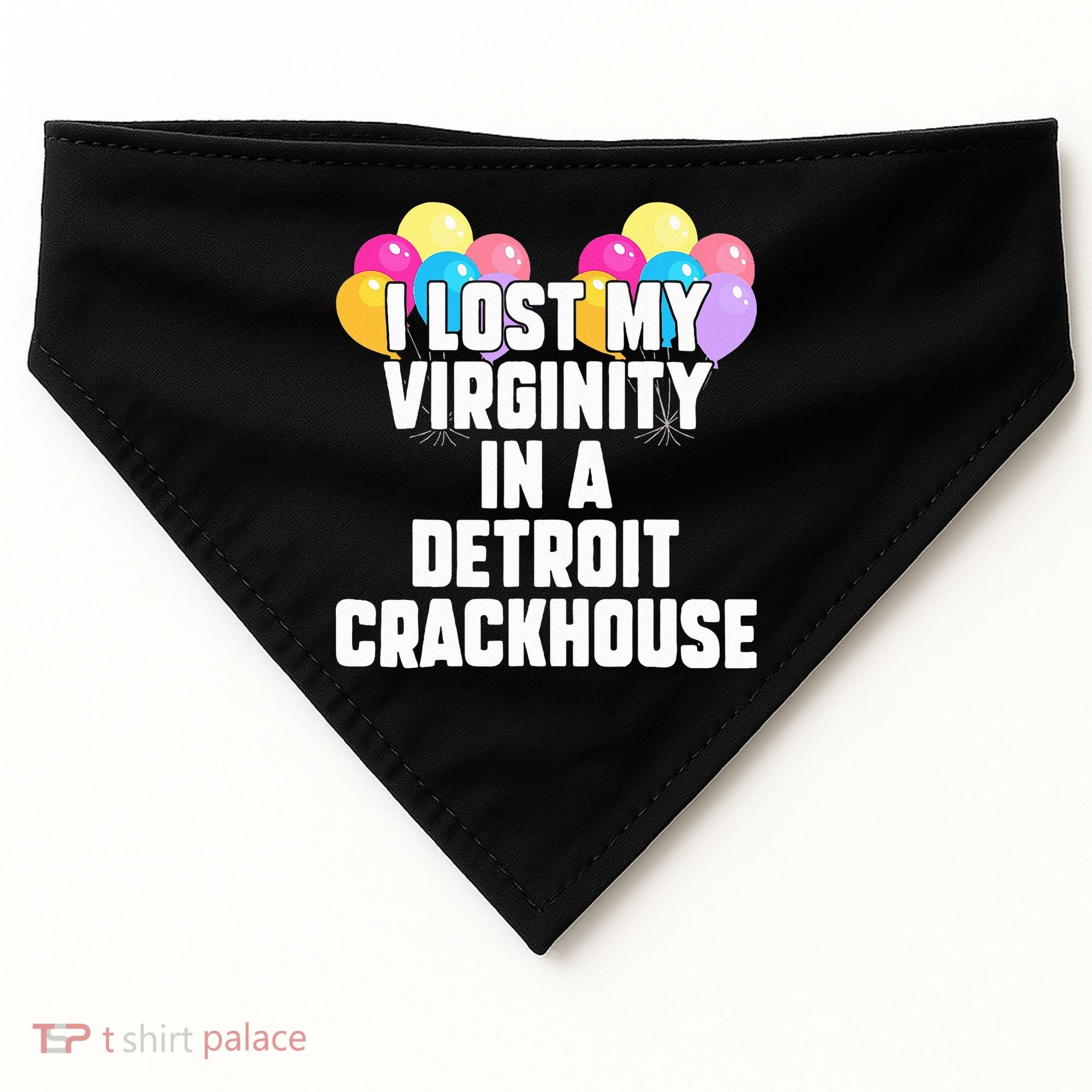 I lost my virginity in a detroit crackhouse  USA-Made Doggie Bandana