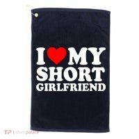 I Love My Short GF | I Love My Short Girlfriend GF Golf Towel thumb 0