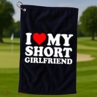 I Love My Short GF | I Love My Short Girlfriend GF Golf Towel thumb 1