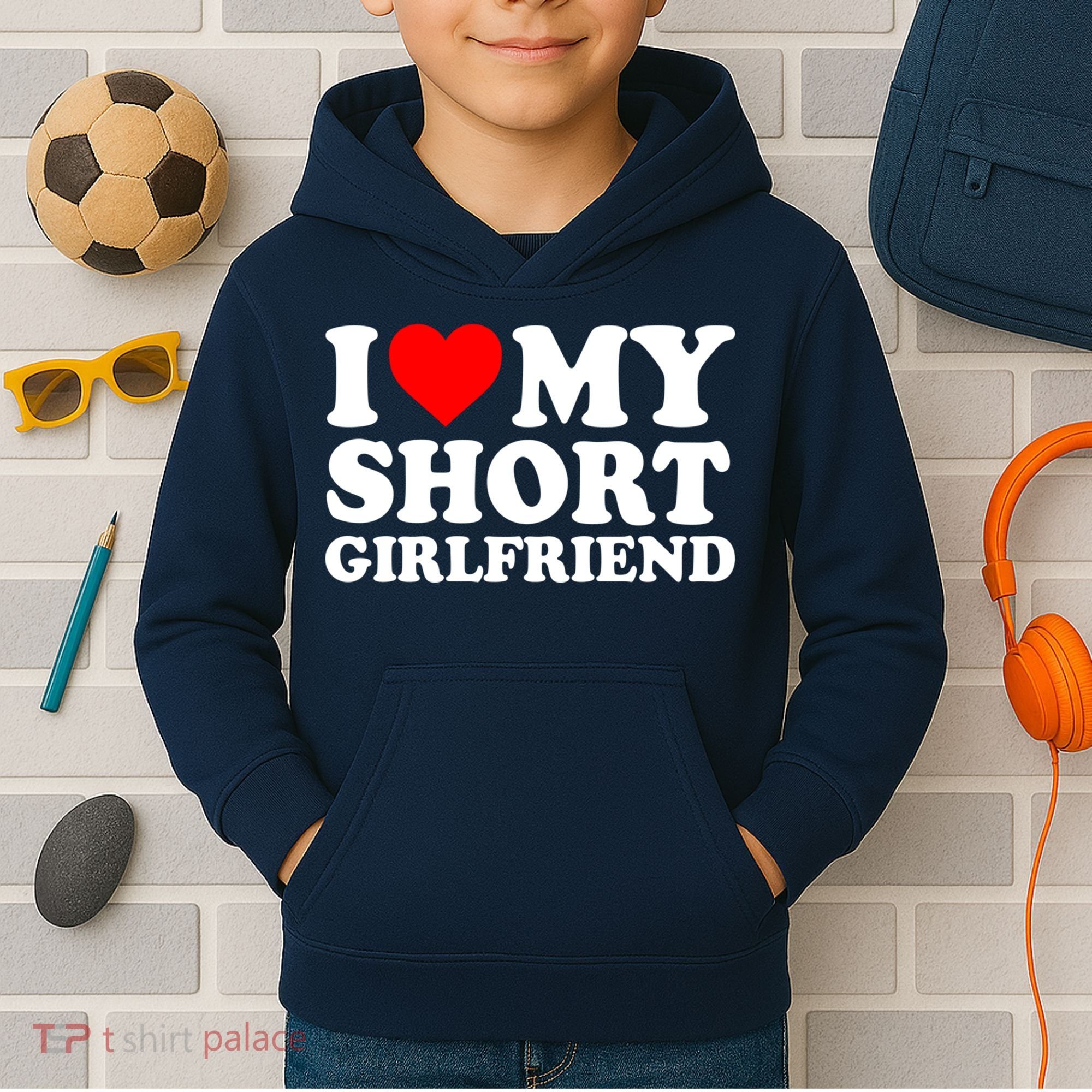 I Love My Short GF | I Love My Short Girlfriend GF Kids Hoodie
