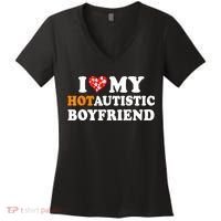 I Love My Hot Autistic Boyfriend Women's V-Neck T-Shirt thumb 0