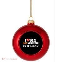 I Love My Hot Autistic Boyfriend Plastic Christmas Ball Ornament thumb 0