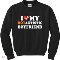 I Love My Hot Autistic Boyfriend Kids Sweatshirt thumb 0