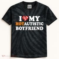 I Love My Hot Autistic Boyfriend Kids Tie-Dye T-Shirt thumb 0