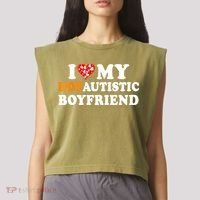 I Love My Hot Autistic Boyfriend Garment-Dyed Women's Muscle Tee thumb 2