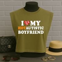 I Love My Hot Autistic Boyfriend Garment-Dyed Women's Muscle Tee thumb 3