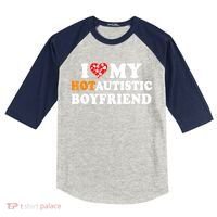 I Love My Hot Autistic Boyfriend Kids Colorblock Raglan Jersey thumb 0