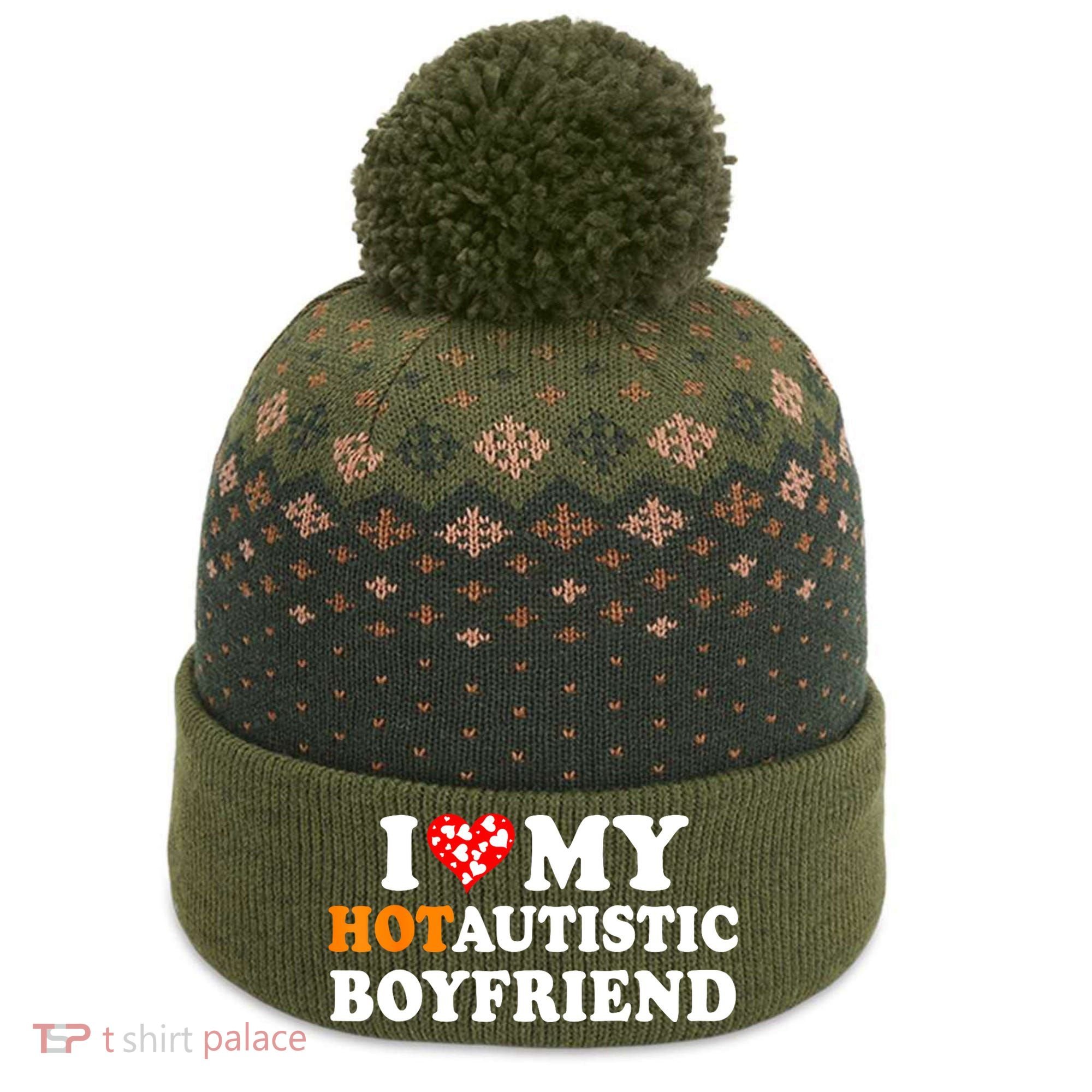 I Love My Hot Autistic Boyfriend The Baniff Cuffed Pom Beanie
