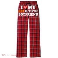 I Love My Hot Autistic Boyfriend Women's Flannel Plaid Pajama Pants thumb 0