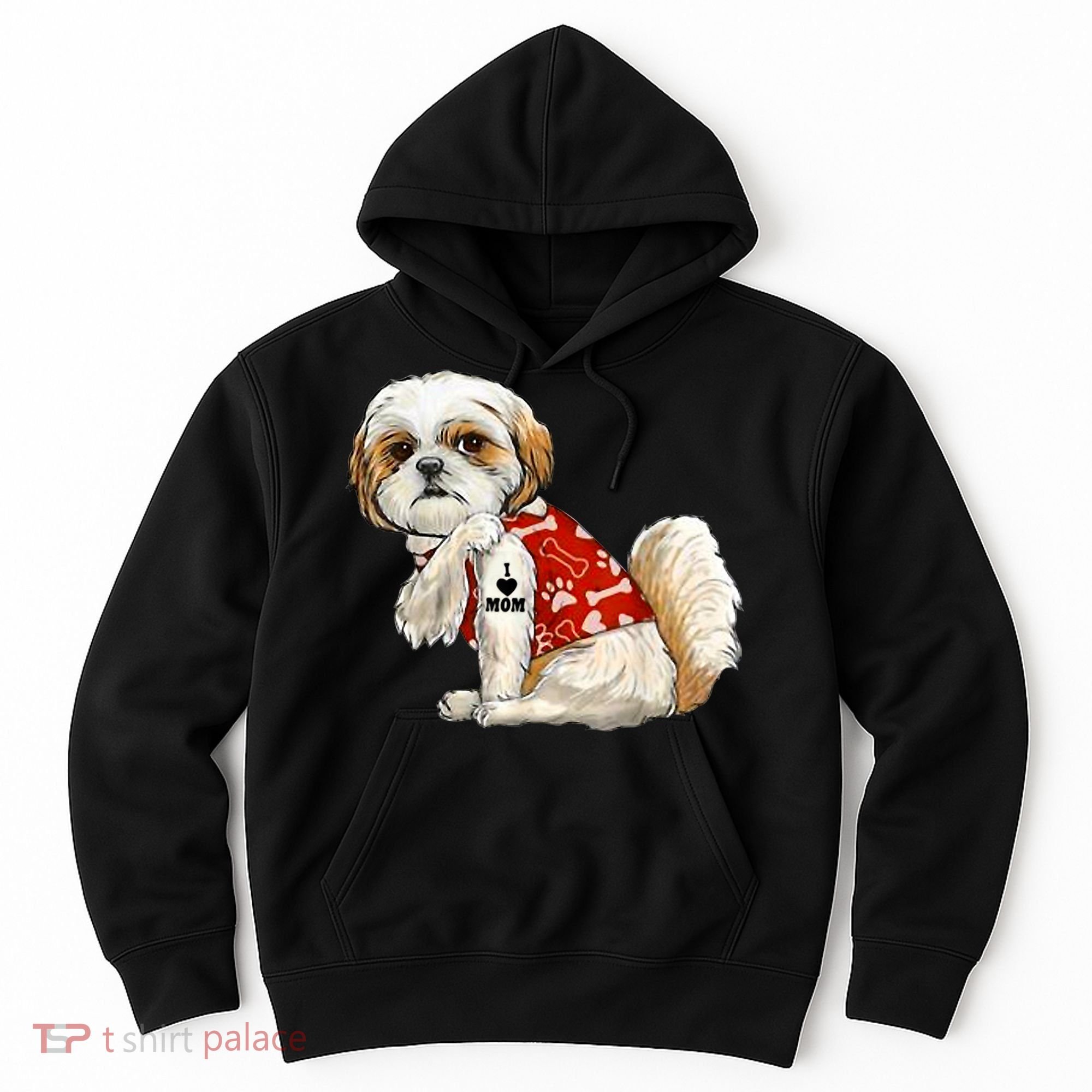 I Love Mom Tattoo Shih Tzu Mom Funny Mother's Day Gift Hoodie