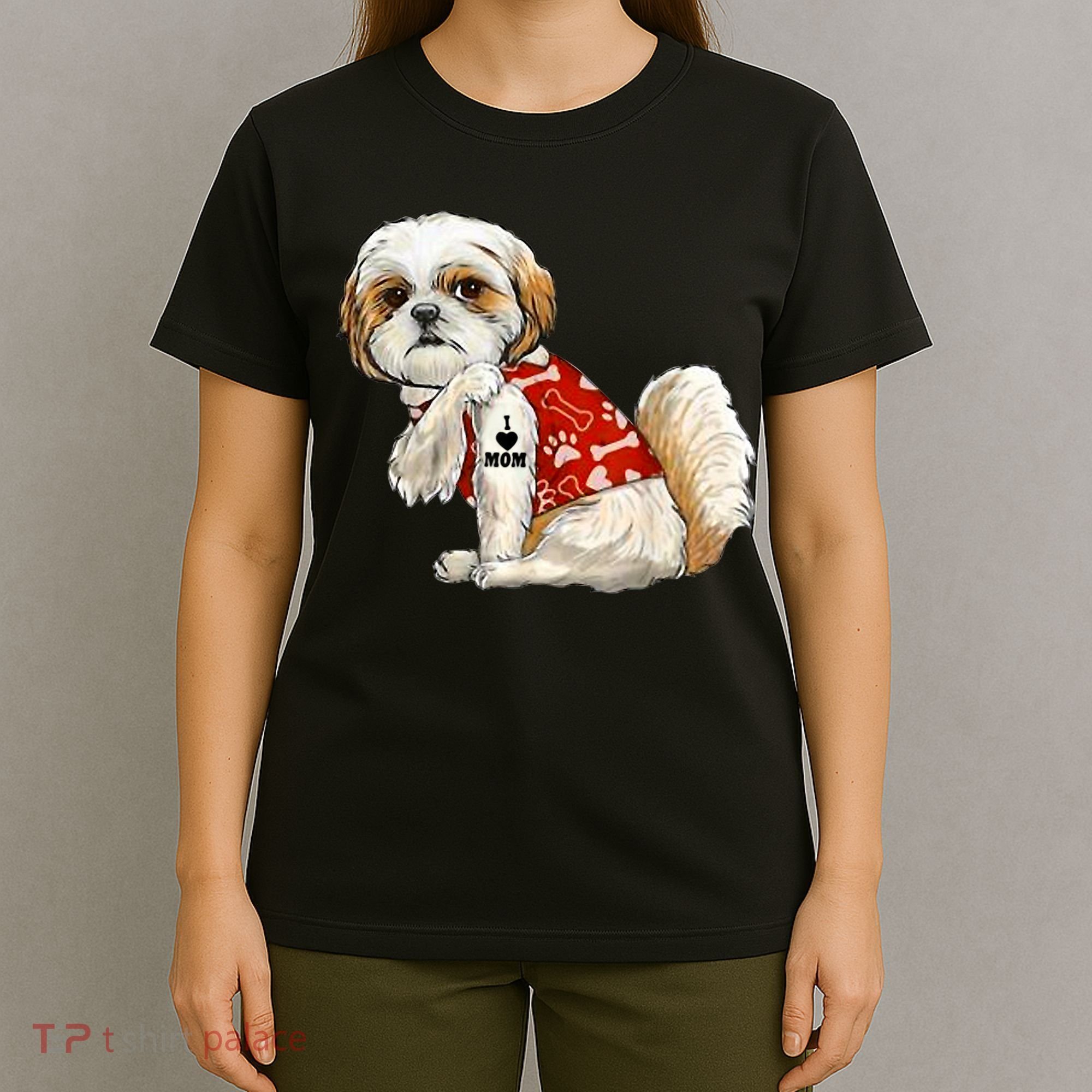 I Love Mom Tattoo Shih Tzu Mom Funny Mother's Day Gift T-Shirt